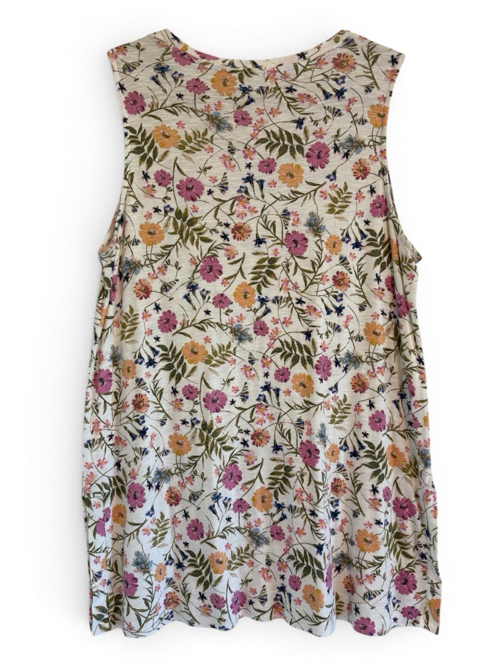 J. Jill Pima Cotton Floral Tunic Sleeveless Scoop Neck White L - Picture 3 of 8